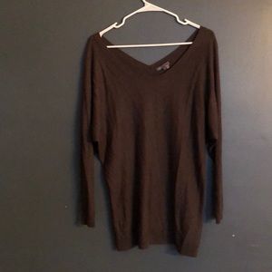 Long, loose brown sweater